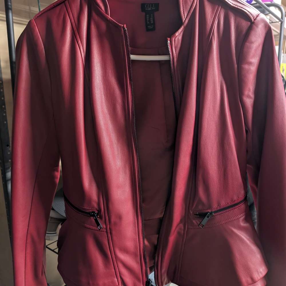G.I.L.I. Burgundy Faux Leather Jacket